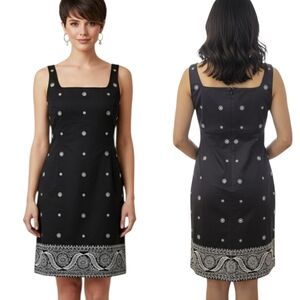 JONES NEW YORK Black Embroideted Sleeveless Sheath Dress - Size 16